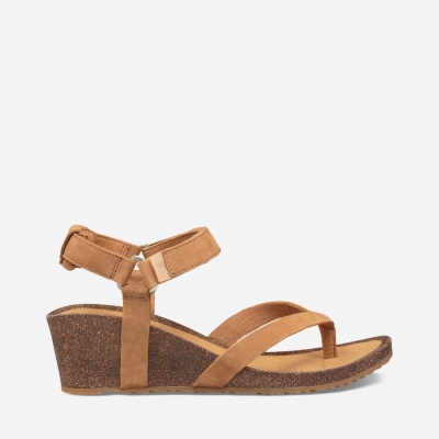 Teva Mahonia Wedge Thong - Women's Teva Wedge Sandals - Brown | India (RIJA17563)